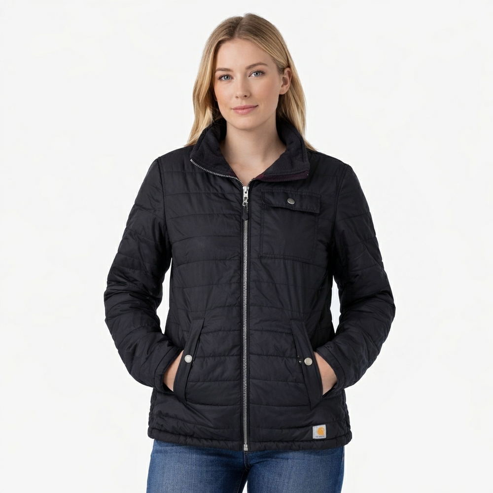Carhartt Jacket Womens Amoret Black Puffer Coat Quilted #45